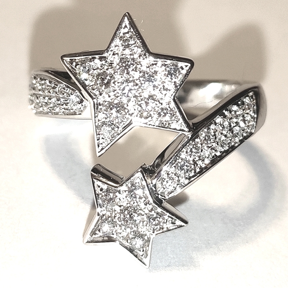 CHANEL COMÈTE GÉODE 18K Diamond Ring Sz 54